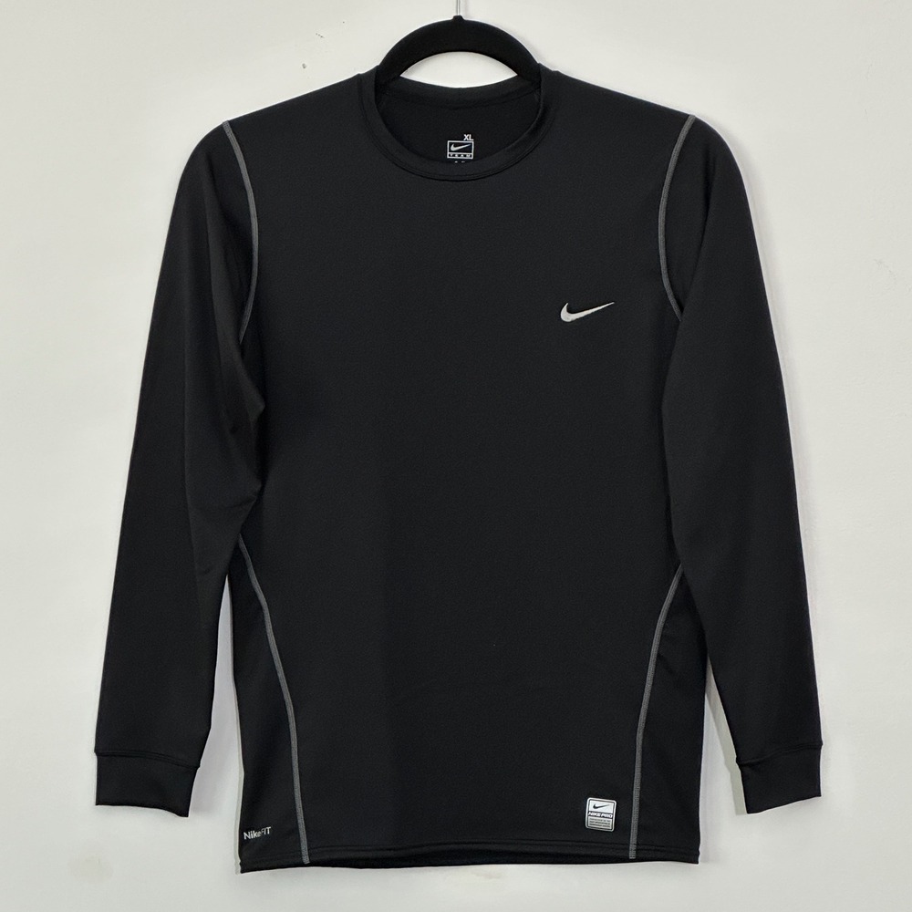 Nike Pro Fit Dry Mens Shirt XL Black Long Sleeve Compression Athletic Gorpcore